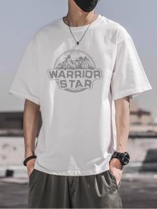 American Retro Heavyweight 100% Pure Cotton Short Sleeve Mens T-shirt Summer Hong Kong Style Handsome Loose Trendy Half Sleeve