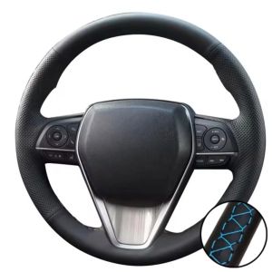 For Toyota RAV4 AX50 Corolla G12 Axio Altis Camry Xv70 Avalon 2019-2021 Hand Stitched Black Leather Steering Wheel Cover