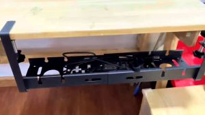 JAERSENT[No Drill ]Under Desk Cable Organizer Wire Plug Management Tray Under Desk Wire Storage Rack  /No Drill Cable Tray Basket for Wire Management Sturdy Metal Cable Management Under Desk with Clamp for Home Office，Retractable Cord Organizer for Desk