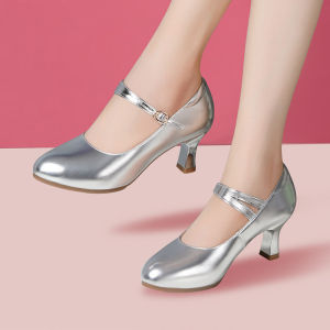 HANGONGZHU | Dance Shoes Soft Leather Mid-Heel