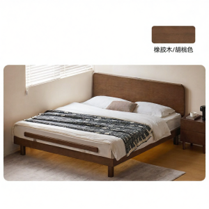 WEISHA | Retro Style Large Panel Wooden Bed