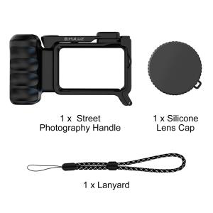 PULUZ | PULUZ Hand Grip Camera Mount For DJI Osmo Action 6 Camera Cage Street Photography Handle Cold Shoe ABS Plastic Expand Frame