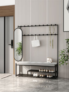 Accessible Luxury Shoe Changing Stool Coat Rack with Mirror Rotate For Home Shoe Cabinet Clothes Rack All-in-One Rack Multifunctional Soft Bag Shoes Rack