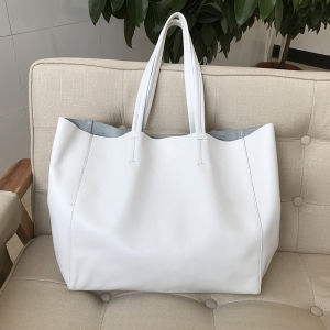 European and American Genuine Leather Tote Bag Shoulder Big Bag Women Simple Full-grain Leather Shopping Bag Soft Leather Super Large Capacity Womens Bag