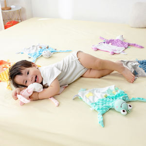 Baby Taggies Blankets With Stuffed Animal Toys - Security Blanket Newborn Minky Dot Comfort Towel with Tags Snuggle Blankie