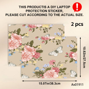 Boho Floral Laptop Decals 2 Sheets Self-Adhesive Retro Laptop Skins for 13-17 Inch Personalizing Notebook Aesthetic Crafts