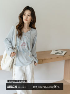 Long Sleeve Loose Letter Print Cotton T-Shirt
