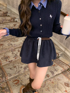 Váy Midi Lưng Cao Bằng Vải Da Lộn Miu Series Của Trái Đất Có Dây Rút Váy Ngắn Chữ A Váy Ngắn Váy Thường Ngày Váy Nữ