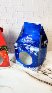 Kotak Kue Kering NATAL - Box Kue Kering Christmas - Isi 2 Toples - BIRU - (5 pcs)