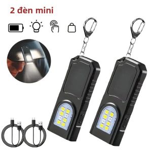 Đèn Pin LED Mini Có Móc Khóa USB Có Thể Sạc Lại Chống Nước Treo Đèn Làm Việc Móc Khóa Để Cắm Trại Đi Bộ Khẩn Cấp Đèn Bỏ Túi