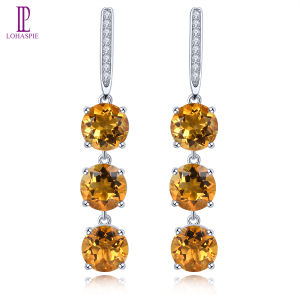 Lohaspie Jewelry Real 10.8 Carats Solid Sterling Silver 925 Clip Earring Original Natural Citrine Clip Earring Pure Silver 925 Original Citrine Earring For Women Silver 925 Jewelry