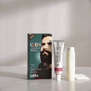 30ml Taffta Men Beard Dye Cream Fast Color 100% Natural Dye Wax Black Beard Tint Cream with 1 Pair of Disposable Gloves