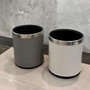 10L/14L Open top leather trash canModern simple bathroom trash canLarge caliber kitchen garbage can for hotelrestaurant