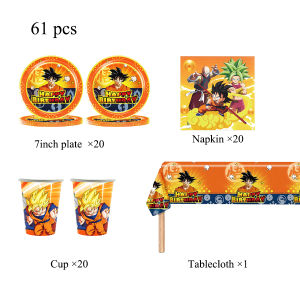 Bandai | Anime Dragon Ball Birthday Party Decoration Tableware Tablecloth Paper Cup Plate Napkin Tablecloth Gifts Party Favors Supplies
