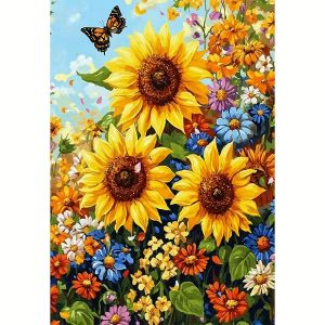 Kayou | Oil Painting By Numbers DIY Sunflower Colorful Flower Number Drawing Canvas Pictures By Numbers Home Decor Large Size Unframed