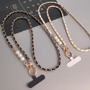 Fashionable Long Pearl Hanging Rope Womens Style Apple Huawei Phone Strap Soft Plastic Crossbody Shoulder Strap Accessory