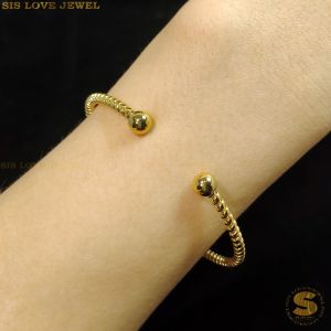 Sis Love Jewel Titanium Steel 18K Gold Plated Adjustable Bangle Minimalist Simple Open Gelang Tangan Bracelet Women Jewelry H100