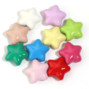 10pcs Multicolor Shiny Star Acrylic Beads Straight Hole Loose Spacer Bead For Jewelry Making DIY Bracelet Necklace Accessories