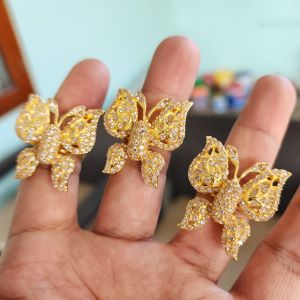 Cincin Kupu Kupu Lapis Emas Permata Sirkon Minyak