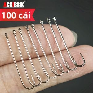 Ackibbik 100 Chiếc Cán Dài Thép Gai Móc Câu Cá Thép Carbon Mồi Sống Con Sâu Móc Biển Nước Ngọt Bass Cá Hồi Cá Da Trơn Thuyền Đại Dương Câu Cá