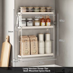 BANGJIE | Corner Wall Mount Spice Rack Drill-Free Installation Narrow