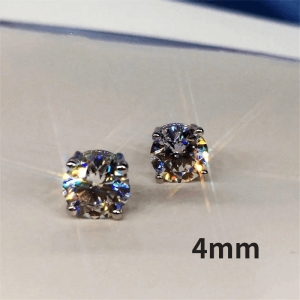 Huitan Hot Simple Stud Earrings for Women 3mm/4mm/5mm/6mm/8mm Round CZ Stone Silver Color Ear Piercing Earrings Trendy Jewelry