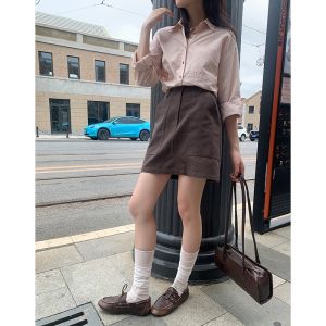 Mixd | Áo Sơ Mi Nữ Tay Dài Mùa Thu Phong Cách Hàn Quốc Màu Hồng Rộng Rãi