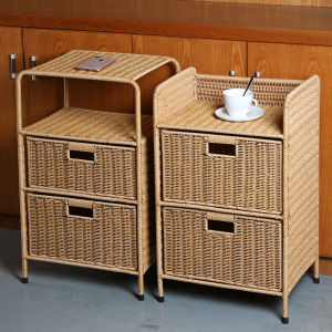 KENS | Nordic Style Minimalist Rattan Imitation Bedside Storage Cabinet