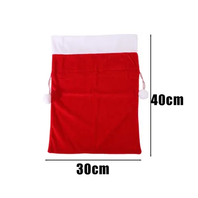 Red Large Santa Claus Bags with Drawstring Velvet Santas Present Sack Bags Merry Christmas Party Gift Storage Supplies Decoration