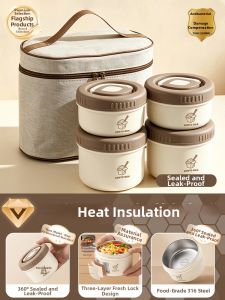 XIAOCHUSHU | Microwave-safe Portable Stainless Steel Lunch Box