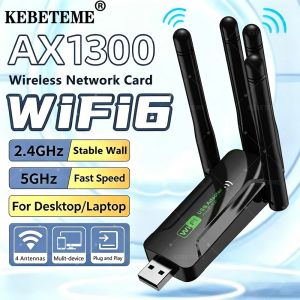 KEBETEME 1300Mbps USB3.0 WiFi Adapter Dual Band 2.4G/5GHz Wireless Network Card Dongle WiFi Receiver Transmitter For Desktop PC