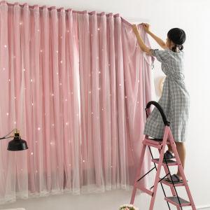 Velcro curtain shade gauze shade cloth魔术贴窗帘 免打孔安装 卧室飘窗自粘遮阳纱帘粘贴式遮光布款 70cm*100cm