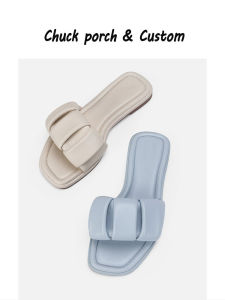 Anti-Slip Woven Flat Sandals Womens Summer Outdoor Fashionable Fairy Style Slip-On Beach Holiday Comfortable Rubber Sole