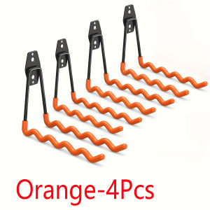 2 Pieces/4-Piece Set Heavy-Duty Metal Garage Hooks Wall-Mounted Storage Rack for Ladders Gardening Tools Sports Equipment and Hoses Includes Mounting Hardware No Electricity Required.