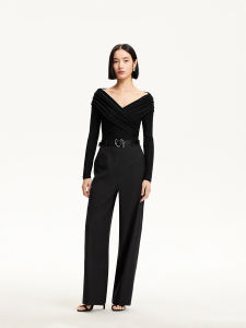 Vero Moda High Waist Wide Leg Jumpsuit for Women Elegant Personality Autumn New Style Straight Long Pants Business Commute