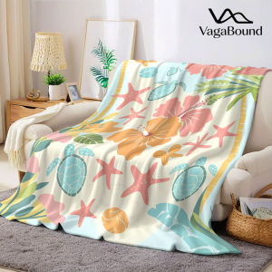 BILIBILI | Tropical Hibiscus Turtle Flannel Blanket Warm Soft Halloween Christmas Decorative Couch Warm Cozy All-Season Gift