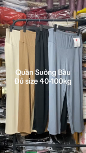 Quần Bầu Suông Chất Gân Thái có chun rút điều chỉnh bụng (Q.Tăm) Size S/M/L/XL/XXL quần  ống  rộng  cho  bà  bầu
