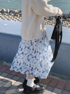Váy Chữ a Họa Tiết Chấm Bi Rộng Rãi Cạp Cao Cho Nữ Mùa Hè 2025 Váy Midi Dài Đến Giữa Bắp Chân Thiết Kế Ngọt Ngào Của Nhật Bản