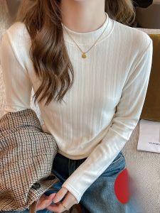 miiow | Womens Long Sleeve Half High Collar Fleece Lined T-Shirt Cat Person 2025 New Style Autumn Winter Base Layer Shirt Slim Fit