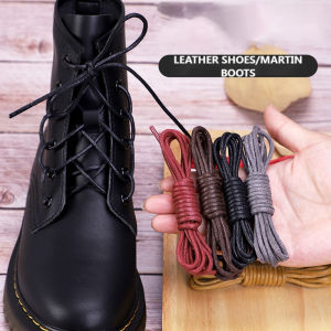 Cotton Waxed Shoelaces Round Oxford Shoe Laces Boots Laces Waterproof Leather Shoelace Length 60/80/100/120/140/180 CM 1 Pair
