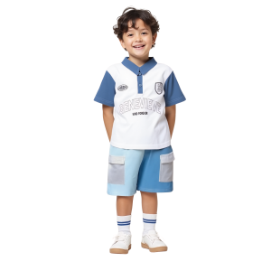 Genevieve Kids | Kaos Anak Laki Laki Polo Shirt | Baju Polo | Future Blue White