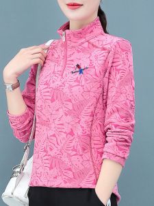 Spring Zipper Long Sleeve T-Shirt Womens Fitness Quick Dry Thin Sport Top Trendy Moms Clothing Classic Pattern Sweet Cool Style