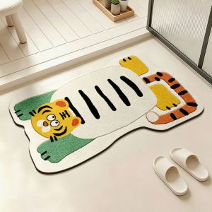 VIKAMA Thảm Hoạt Hình Cá Sấu Dễ Thương Màu Xanh Lá Cây Hình Dạng Không Đều Vải Nỉ Mềm Thảm Trải Sàn Chống Trượt Cho Phòng Ngủ Phòng Tắm Phòng Trẻ Em