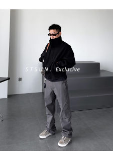 Outdoor Sports Pants Slim Fit Trousers Youth Style Elastic Fiber Long Pants Casual Loose Fit Bell Bottoms Polyester Composite