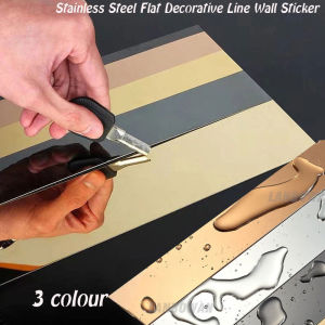 3M Mirror Stainless Steel Flat Decorative Line Self-Adhesive Sticker TV Background Wall Ceiling Edging Strip Decor