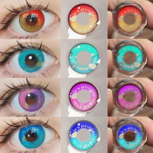 Visuashow Sweety Anime Blue Cosplay Colored Contact Lenses Makeup Red Eyes Contacts Lenses Small Pupils Contact Lens Cosmetics