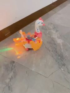 เล่นการ์ตูนหงส์น่ารัก เสียงเพลง ดนตรีสากร แสงไฟ พร้อมเสียง ของเล่นเดิน