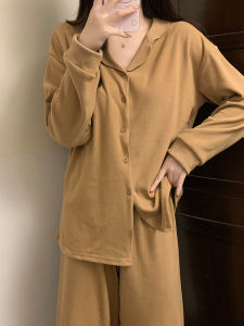 Double-Sided Warmth German Velvet Autumn Winter Womens Long Sleeve Sleepwear Set Simple High-End Feelings Home Clothes Ensemble