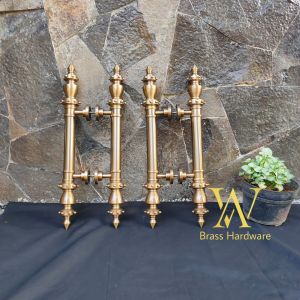 Handle Pintu Rumah Kuningan Motif Gotri Antik 50 cm 4 Pcs