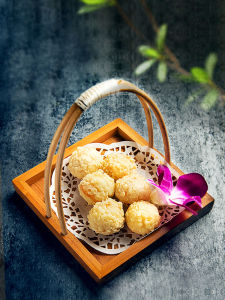 Japanese Style Fried Food Basket Tray Creative Plate Serving Dish Utensil Bamboo Material Handmade Crafted Plain Color Design